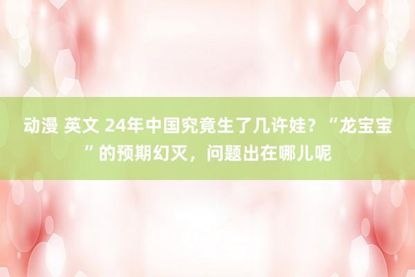 动漫 英文 24年中国究竟生了几许娃？“龙宝宝”的预期幻灭，问题出在哪儿呢