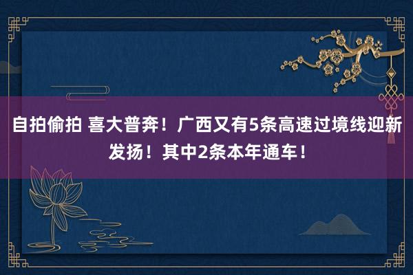 自拍偷拍 喜大普奔！广西又有5条高速过境线迎新发扬！其中2条本年通车！