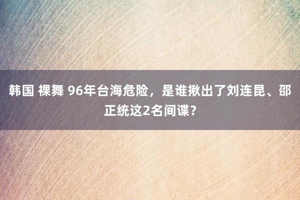 韩国 裸舞 96年台海危险，是谁揪出了刘连昆、邵正统这2名间谍？