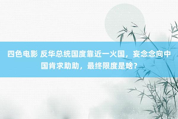 四色电影 反华总统国度靠近一火国，妄念念向中国肯求助助，最终限度是啥？