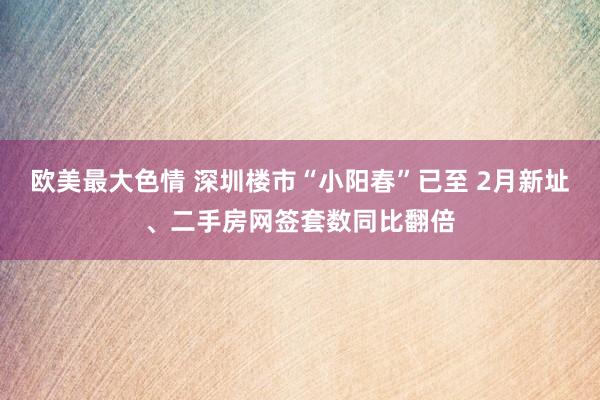 欧美最大色情 深圳楼市“小阳春”已至 2月新址、二手房网签套数同比翻倍