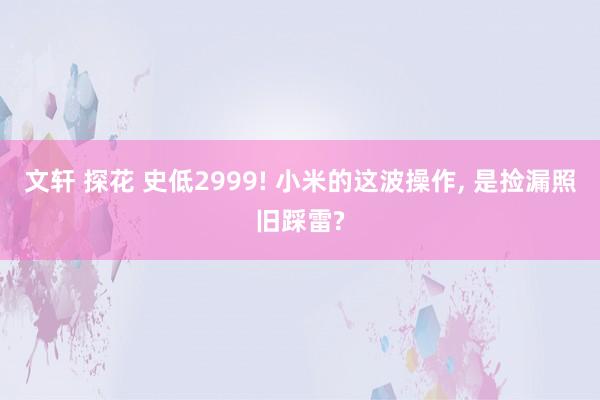 文轩 探花 史低2999! 小米的这波操作， 是捡漏照旧踩雷?