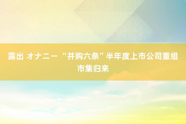 露出 オナニー “并购六条”半年度上市公司重组市集归来