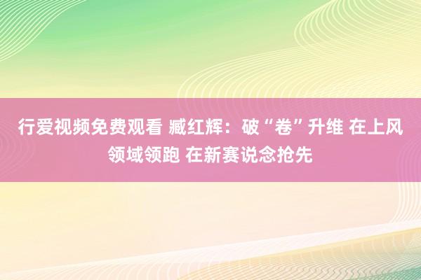 行爱视频免费观看 臧红辉：破“卷”升维 在上风领域领跑 在新赛说念抢先