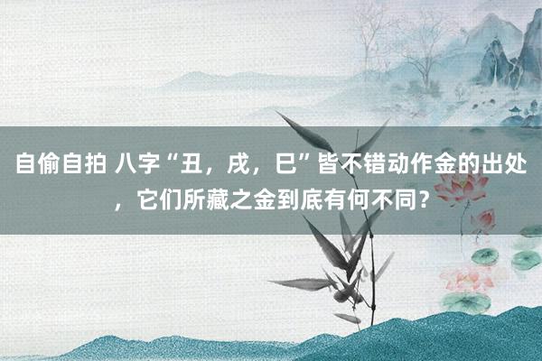 自偷自拍 八字“丑，戌，巳”皆不错动作金的出处，它们所藏之金到底有何不同？