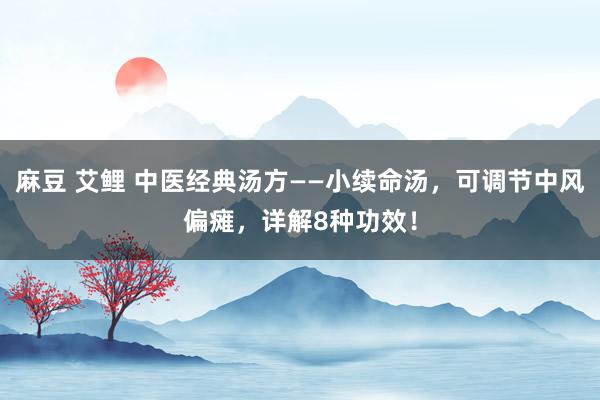 麻豆 艾鲤 中医经典汤方——小续命汤，可调节中风偏瘫，详解8种功效！