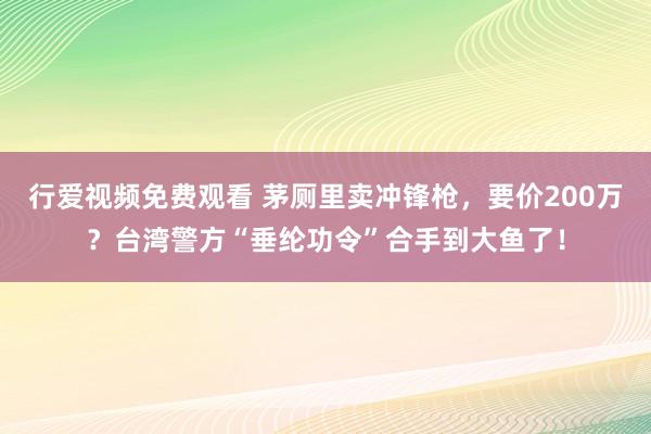 行爱视频免费观看 茅厕里卖冲锋枪，要价200万？台湾警方“垂纶功令”合手到大鱼了！